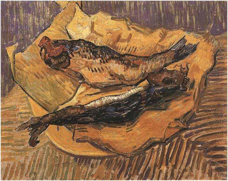 Vincent Van Gogh Bloaters on a Piece of Yellow Papers